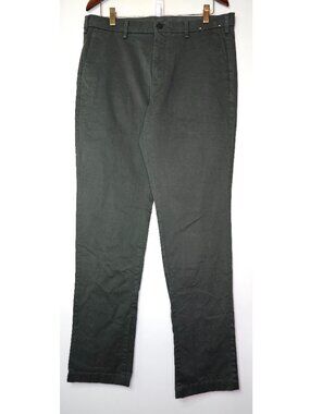 Uniqlo Olive Green Chino Pants 34x34 Slim Straight Fit Stretch Cotton
